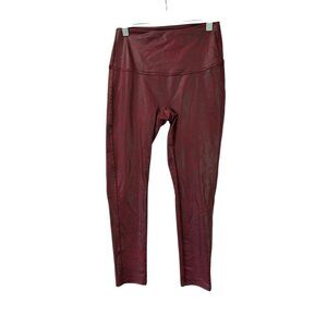 DG2 Diane Gilman Burgundy Slim & Sleek Coated Leggings Fitted Stretch Size PM